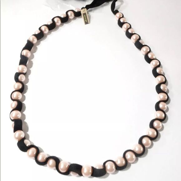 — Lee Angel — Pearl and Ribbon Tie-Up Necklace - Picture 1 of 4